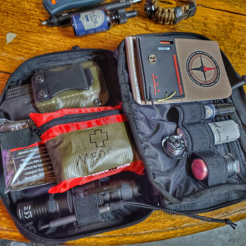 Load image into Gallery viewer, Superesse Survival Patch: Compartmentalized Micro EDC and Survival Kit
