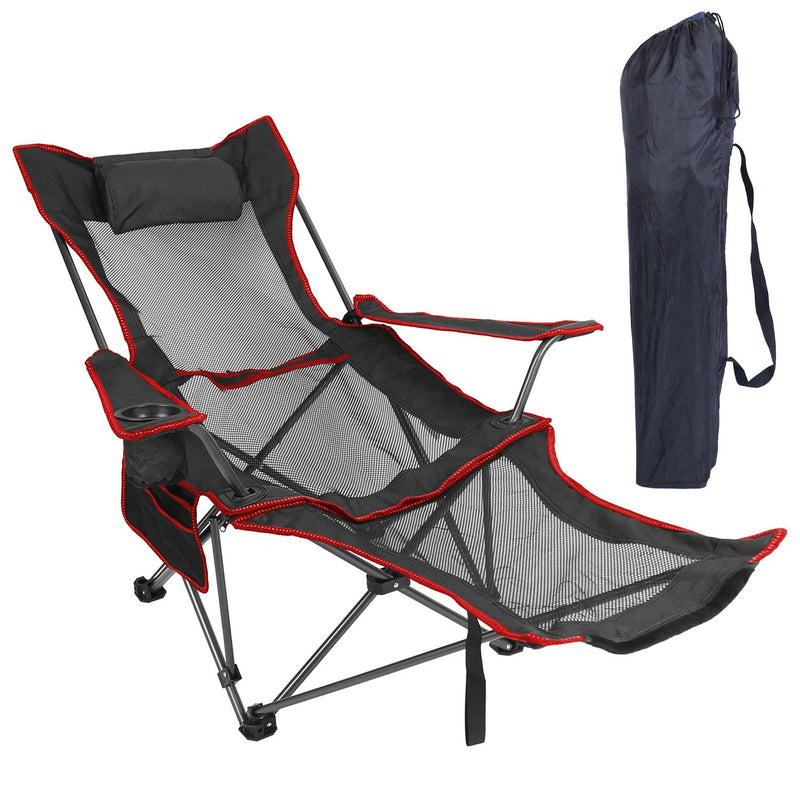 Load image into Gallery viewer, Foldable Camping Chair 330LBS Load Heavy Duty Steel Lawn Chair Collapsible Chair with Reclining Backrest Angle Cup Holder Pillow Side Pocket Carry Bag
