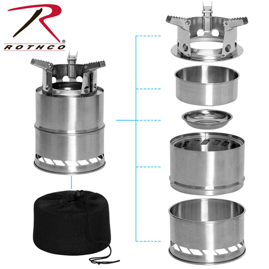 Rothco Stainless Steel Portable Camping / Backpacking Stove Silver Size One Size