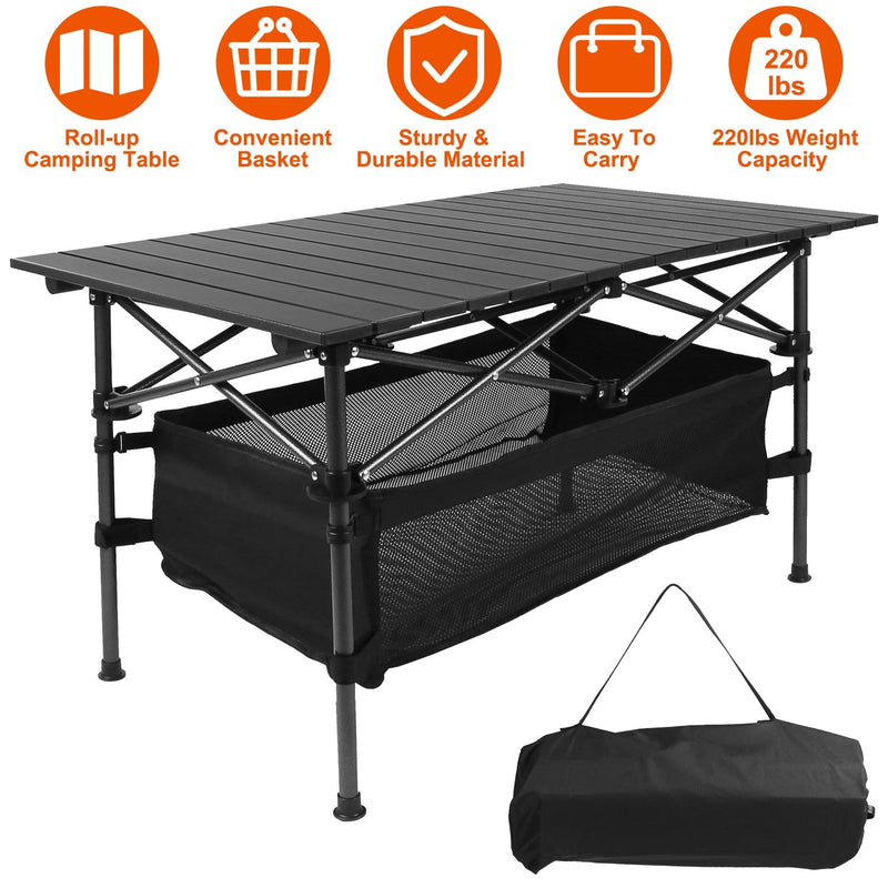 Load image into Gallery viewer, Folding Camping Table Portable Lightweight Aluminum Roll-up Picnic BBQ Desk with Carrying Bag Heavy Duty Outdoor Beach Backyard Party Patio
