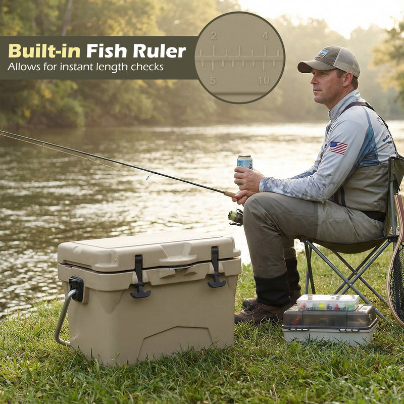Load image into Gallery viewer, 20 Quart Portable Hard Cooler with Built-in Ruler and Bottle
