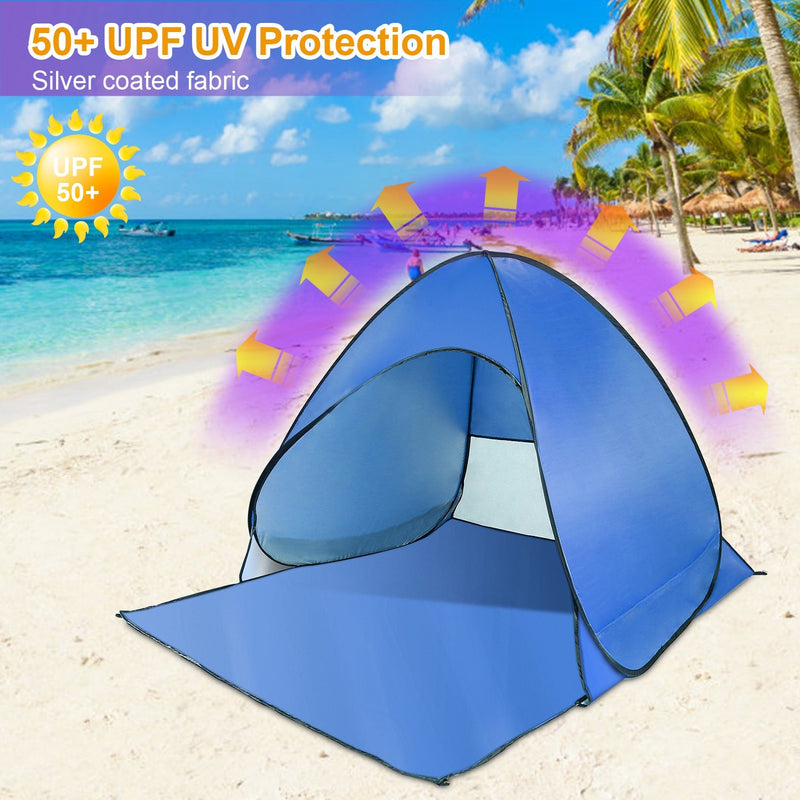 Load image into Gallery viewer, Pop Up Beach Tent Sun Shade Shelter Anti-UV Automatic Waterproof Tent Canopy for 2/3 Man w/ Net Window Storage Bag for Outdoor Beach Camping Fishing P
