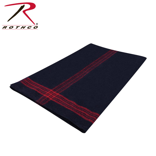 Rothco Striped Outdoor Wool Blanket  Navy Blue / Red Size One Size