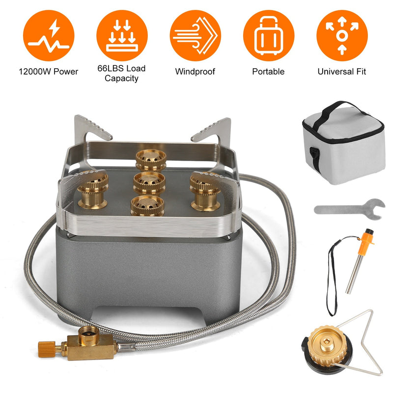 Load image into Gallery viewer, 12000W Portable Camping Stove With Cassette Adapter Windproof Outdoor Backpacking Burner with Carrying Case Igniter for Outdoor Hiking Camping Picnic
