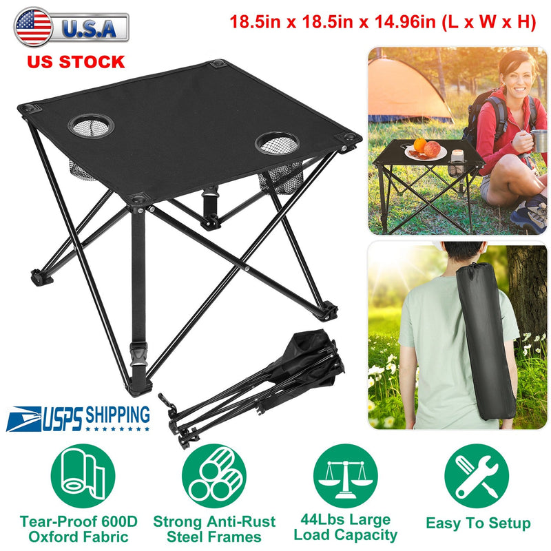 Load image into Gallery viewer, 2Pcs Foldable Camping Table Portable Picnic Table Lightweight Travel Desk with 2 Cup Holders/Table Carrying Bag
