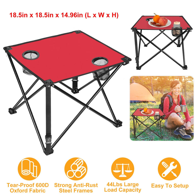 Load image into Gallery viewer, 2Pcs Foldable Camping Table Portable Picnic Table Lightweight Travel Desk with 2 Cup Holders/Table Carrying Bag
