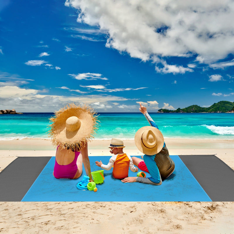 Load image into Gallery viewer, 108x96.46in Sand Proof Picnic Blanket Water Resistant Foldable Camping Beach Mat w/ 4 Anchors 1 Carry Bag For 4-6 People
