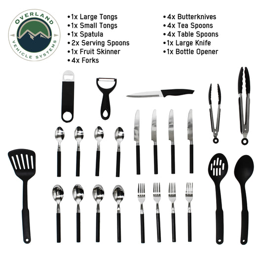 Overland Kitchen Kit - 24 Piece Cooking and Utensil Kit, Hanging Carrying Case