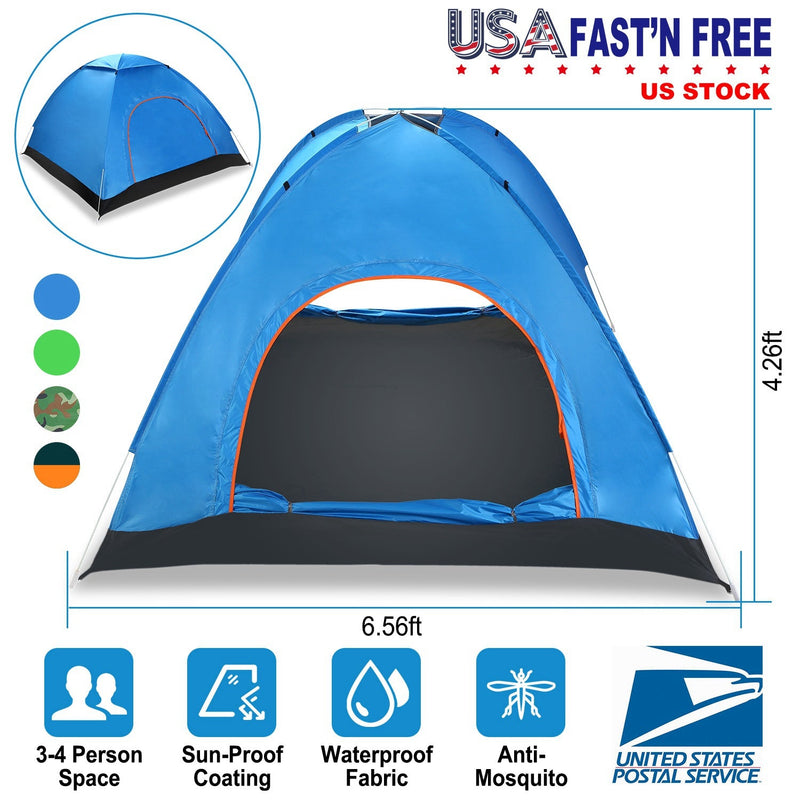 Load image into Gallery viewer, 4 Persons Camping Waterproof Tent Pop Up Tent Instant Setup Tent w/2 Mosquito Net Doors Carrying Bag Folding 4 Seasons for Hiking Climbing Adventure F
