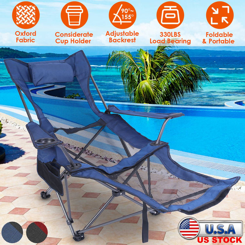 Load image into Gallery viewer, Foldable Camping Chair 330LBS Load Heavy Duty Steel Lawn Chair Collapsible Chair with Reclining Backrest Angle Cup Holder Pillow Side Pocket Carry Bag
