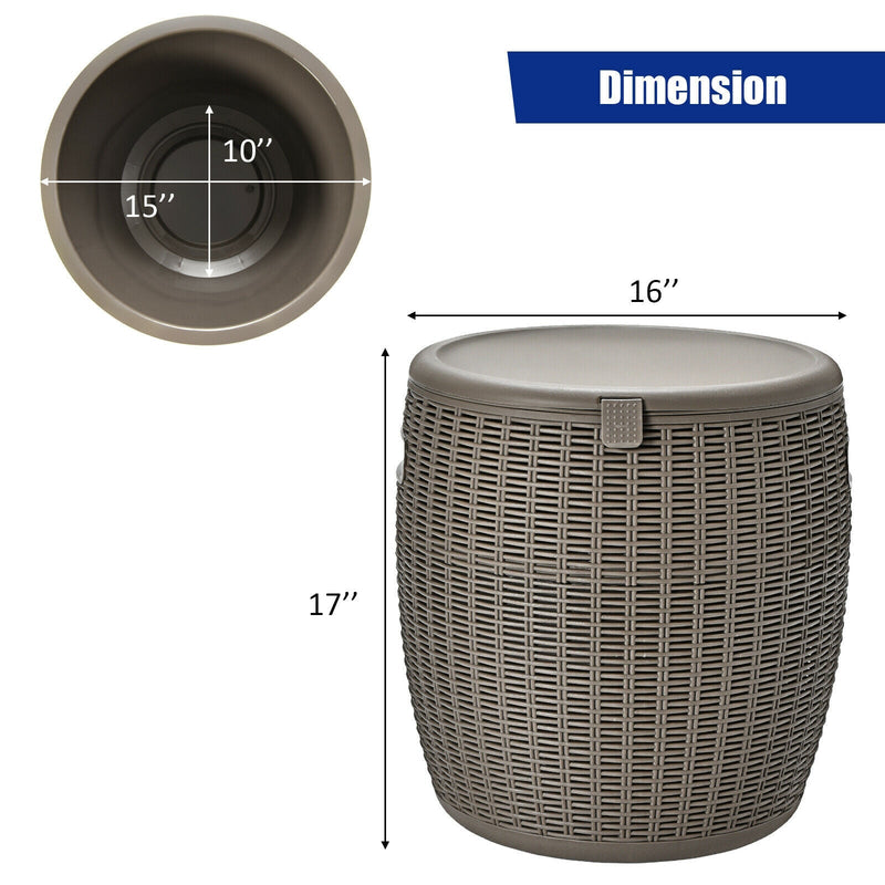 Load image into Gallery viewer, 9.5 Gallon 4-in-1 Patio Rattan Cool Bar Cocktail Table Side Table
