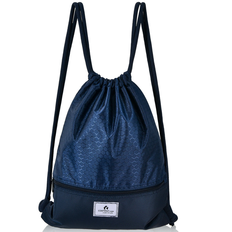 Load image into Gallery viewer, Drawstring Backpack String Bag Foldable Sports Sack with Zipper Pocket
