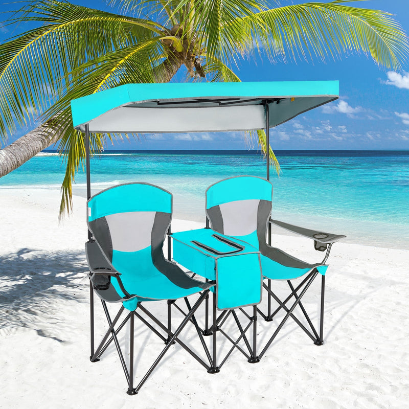 Load image into Gallery viewer, Portable Folding Camping Canopy Chairs with Cup Holder
