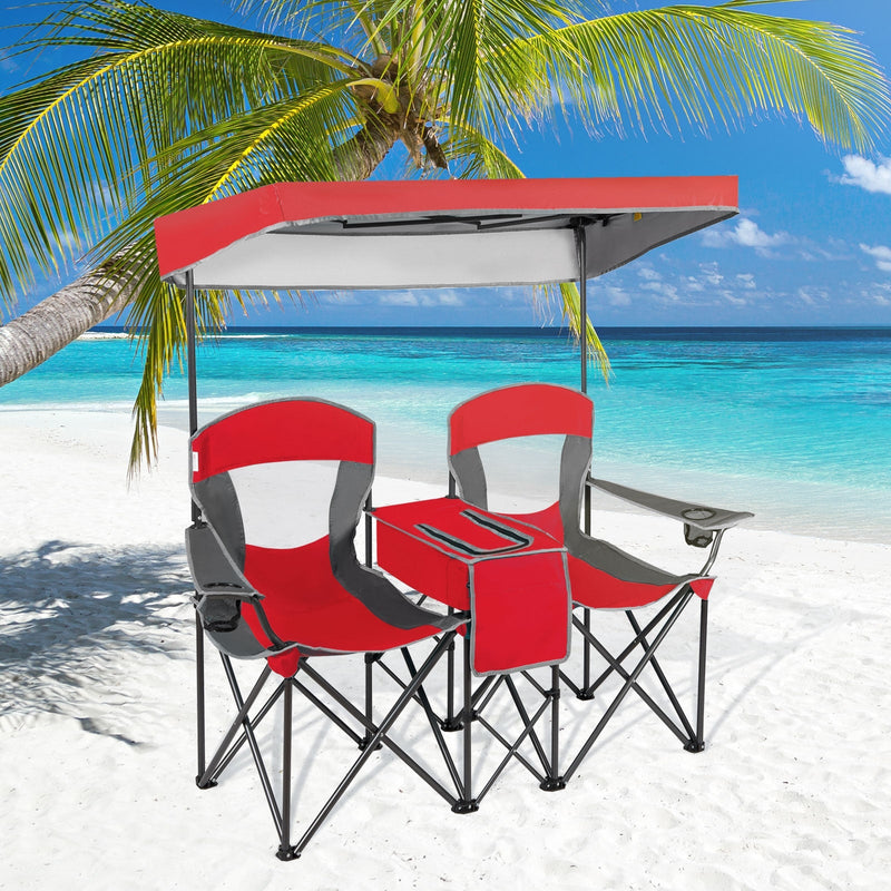 Load image into Gallery viewer, Portable Folding Camping Canopy Chairs with Cup Holder
