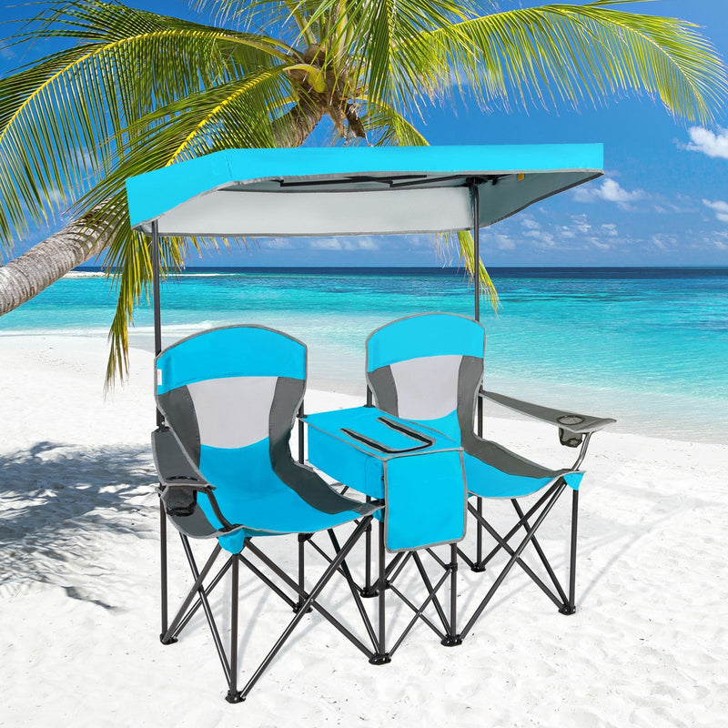 Load image into Gallery viewer, Portable Folding Camping Canopy Chairs with Cup Holder
