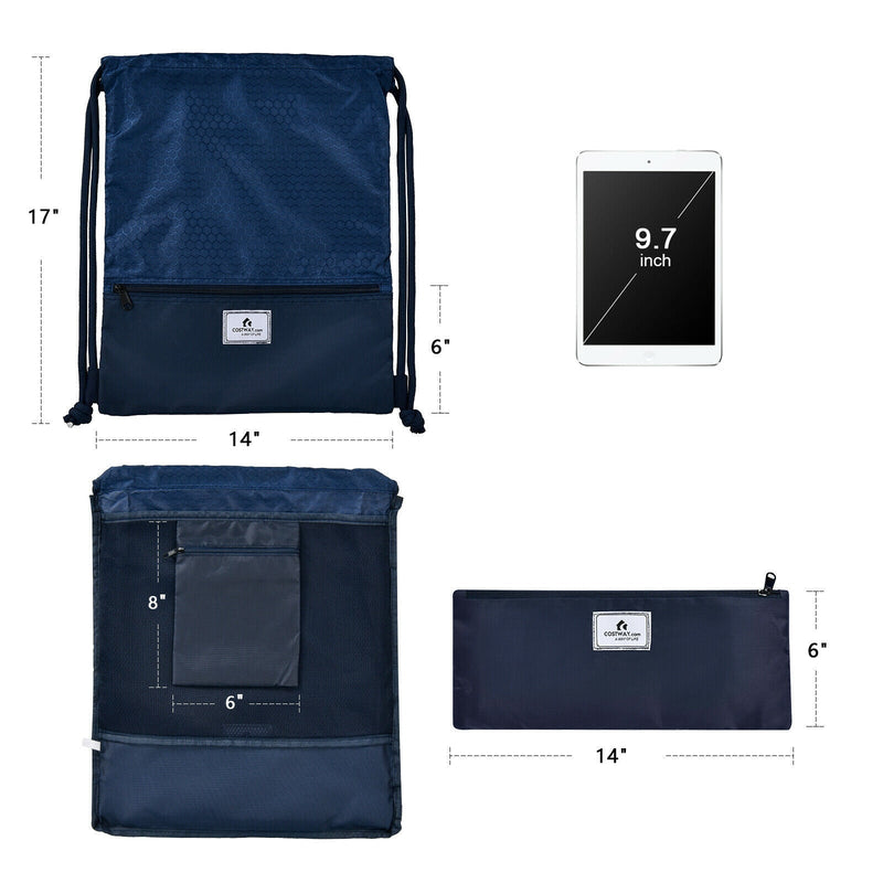 Load image into Gallery viewer, Drawstring Backpack String Bag Foldable Sports Sack with Zipper Pocket
