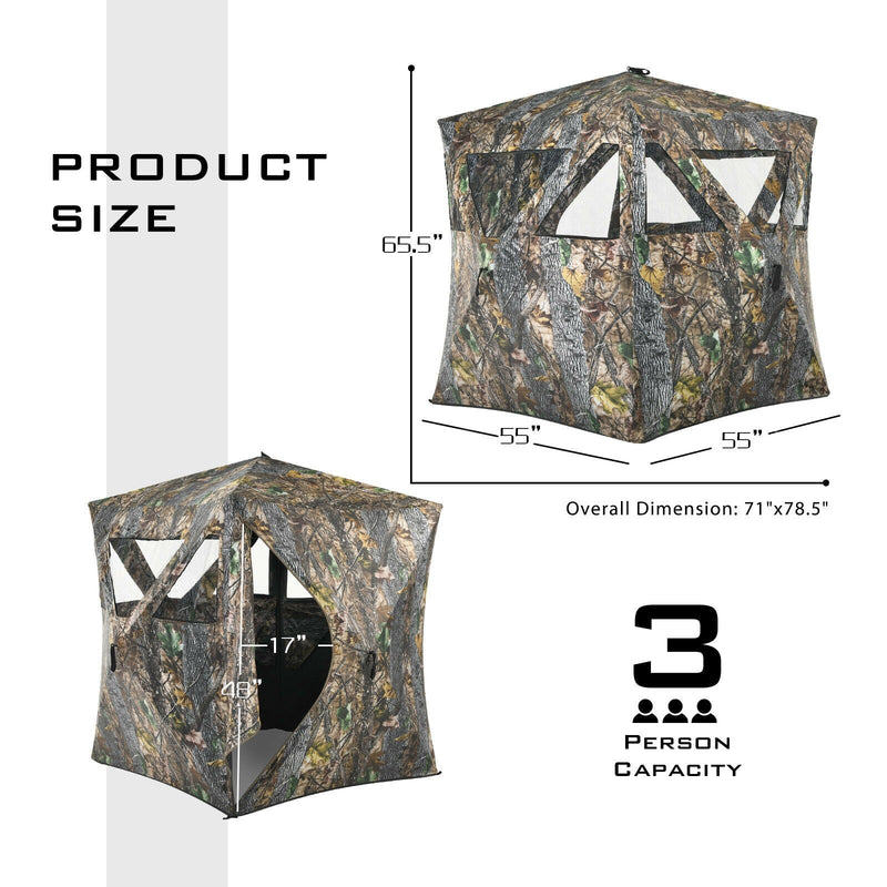 Load image into Gallery viewer, 3 Person Portable Pop-Up Ground Hunting Blind with Tie-downs
