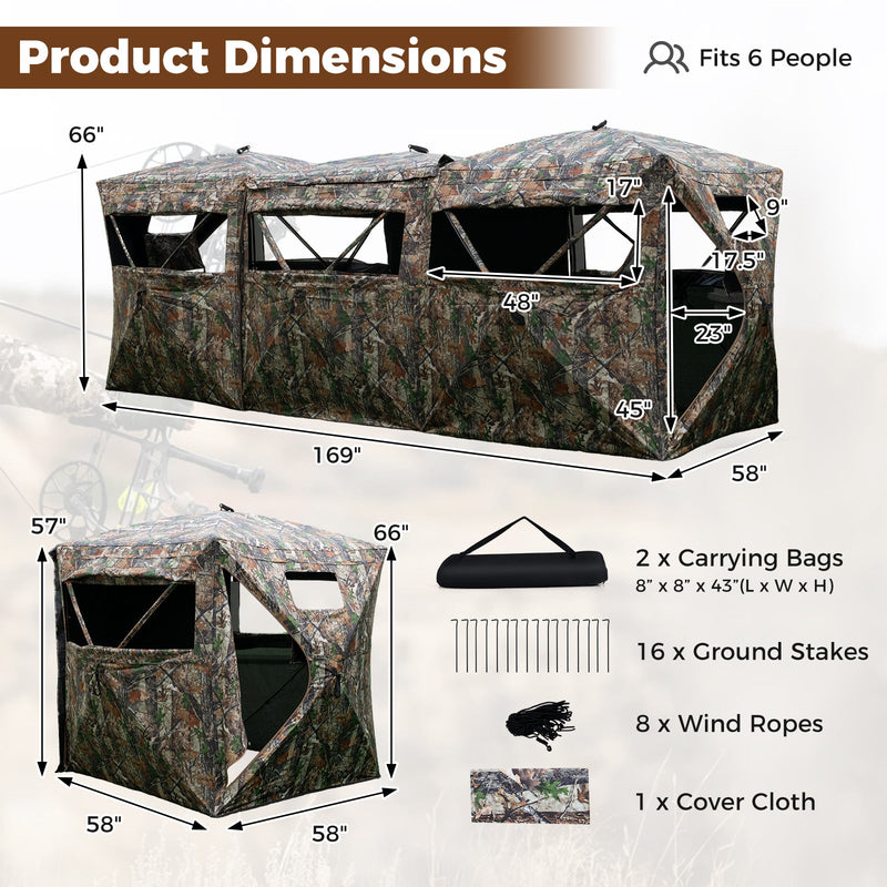 Load image into Gallery viewer, 2-6 Person Side-by-Side Hunting Blinds Double One-way See-through Ground Blinds
