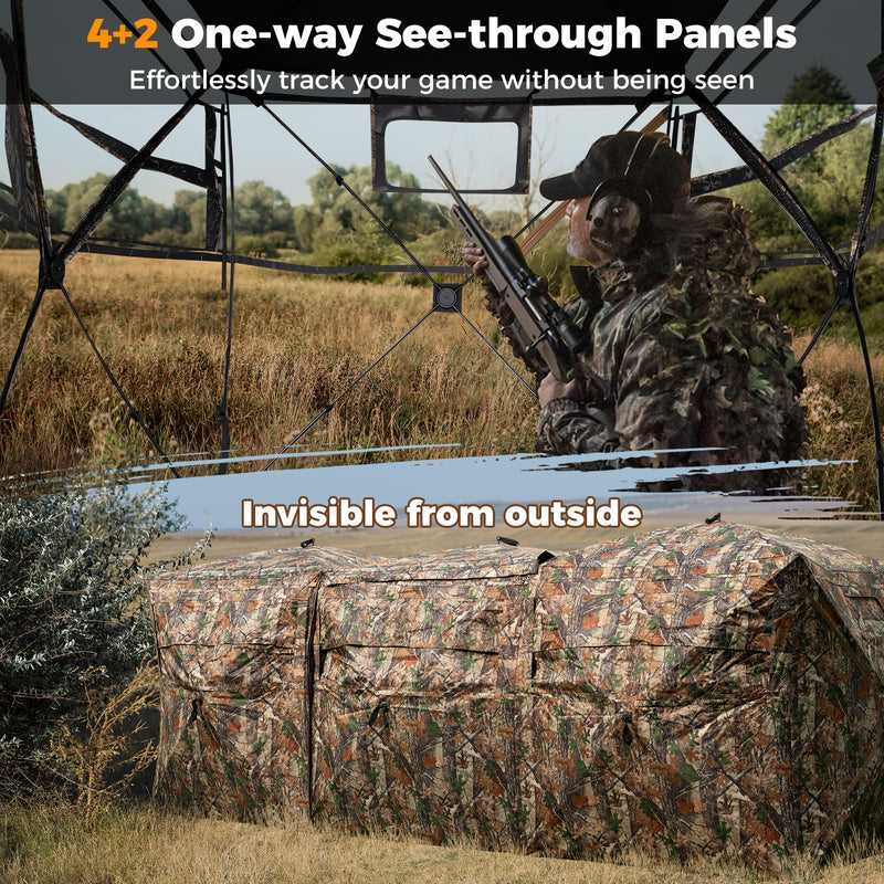 Load image into Gallery viewer, 2-6 Person Side-by-Side Hunting Blinds Double One-way See-through Ground Blinds
