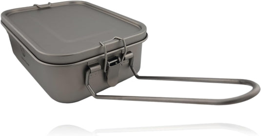 Reheat Over Fire. Same Box. 1200ml Titanium Bento · Airtight leakproof seal · Reheatable on open flame · 9 oz