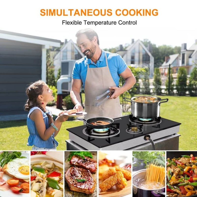 Load image into Gallery viewer, 21,600BTU 3 Burners Tempered Glass Portable Stoves for Camping
