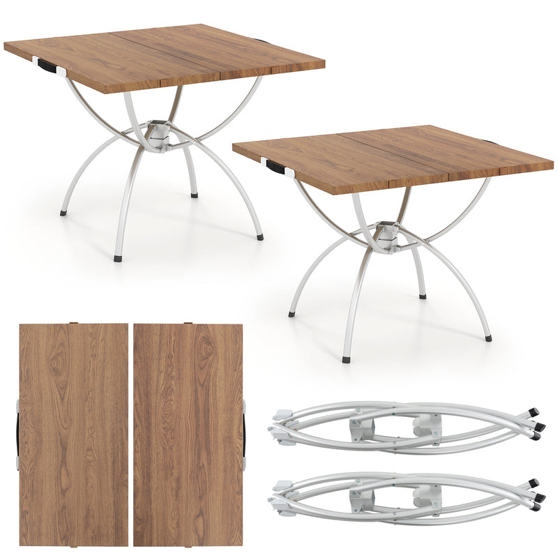 Load image into Gallery viewer, 2 Pack Folding Camping Table with Wood-grain Tabletop for Hiking Party-Natural
