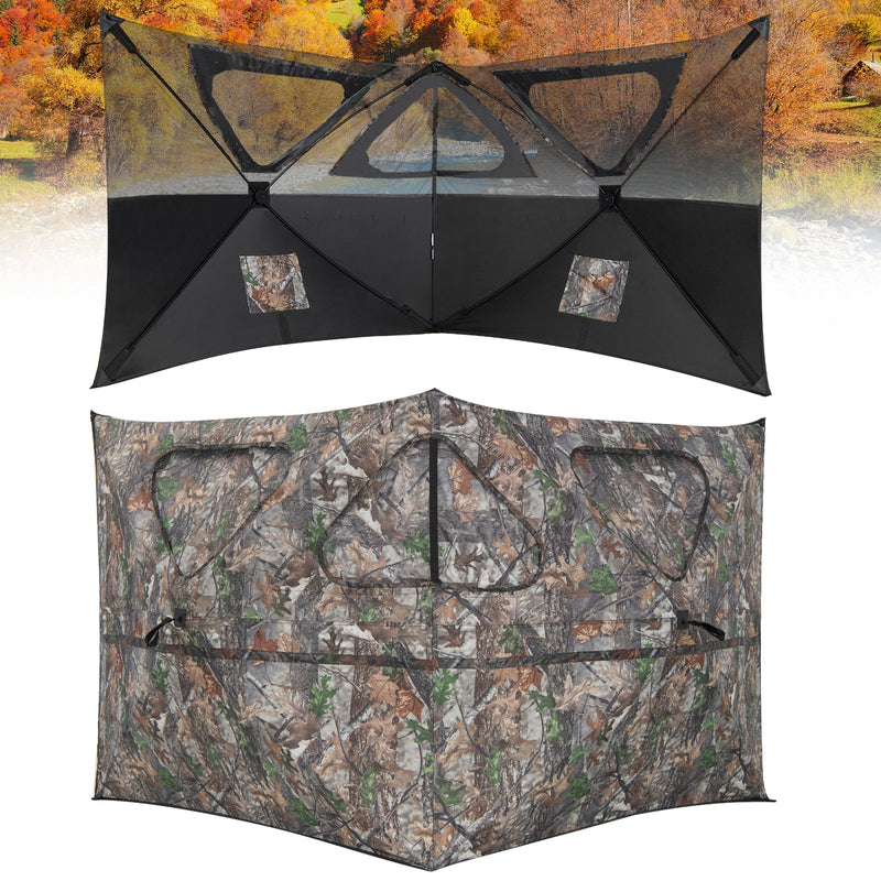 Load image into Gallery viewer, 2-Panel Hunting Ground Blind Pop Up Fence with 3 Shoot Through Ports

