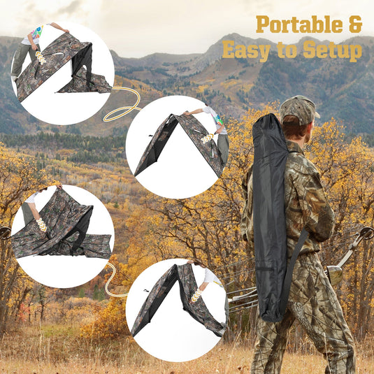 2-Panel Hunting Ground Blind Pop Up Fence with 3 Shoot Through Ports