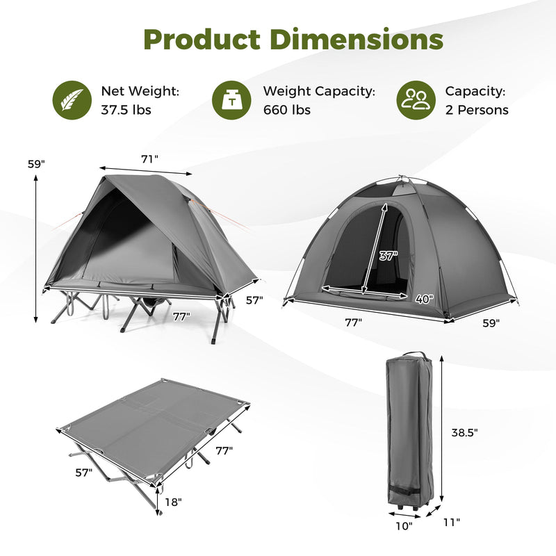 Load image into Gallery viewer, 2-Person Camping Cot Tent Foldable Off-Ground Camping Combo for Adults
