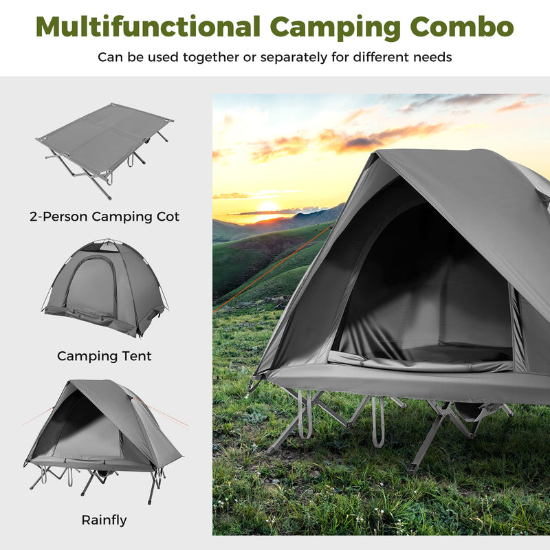 Load image into Gallery viewer, 2-Person Camping Cot Tent Foldable Off-Ground Camping Combo for Adults
