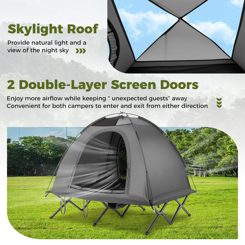 Load image into Gallery viewer, 2-Person Camping Cot Tent Foldable Off-Ground Camping Combo for Adults
