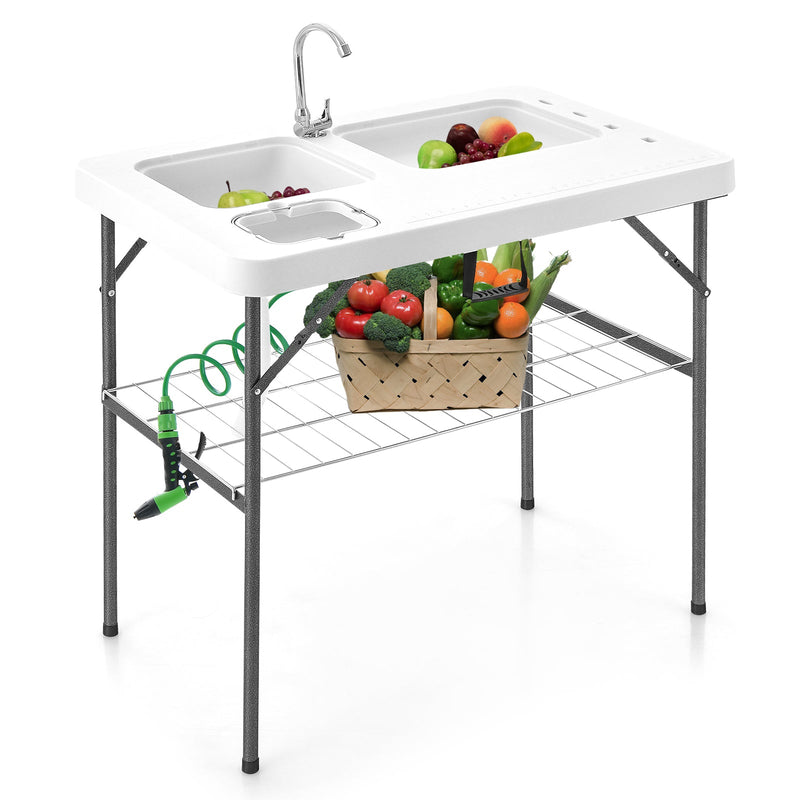Load image into Gallery viewer, 2-in-1 Folding Fish Cleaning Table-White
