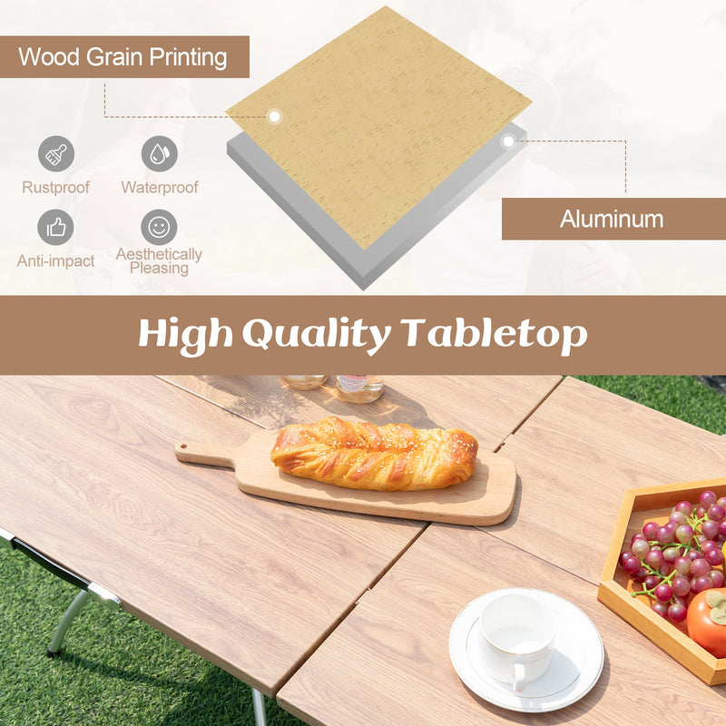 Load image into Gallery viewer, 2 Pack Folding Camping Table with Wood-grain Tabletop for Hiking Party-Natural
