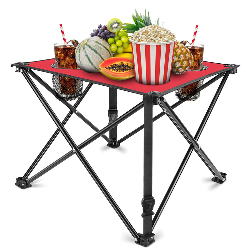 Load image into Gallery viewer, 2Pcs Foldable Camping Table Portable Picnic Table Lightweight Travel Desk with 2 Cup Holders/Table Carrying Bag
