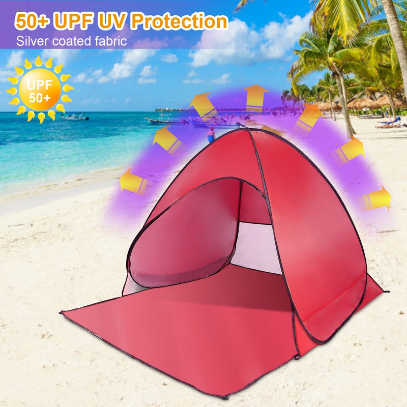 Load image into Gallery viewer, Pop Up Beach Tent Sun Shade Shelter Anti-UV Automatic Waterproof Tent Canopy for 2/3 Man w/ Net Window Storage Bag for Outdoor Beach Camping Fishing P
