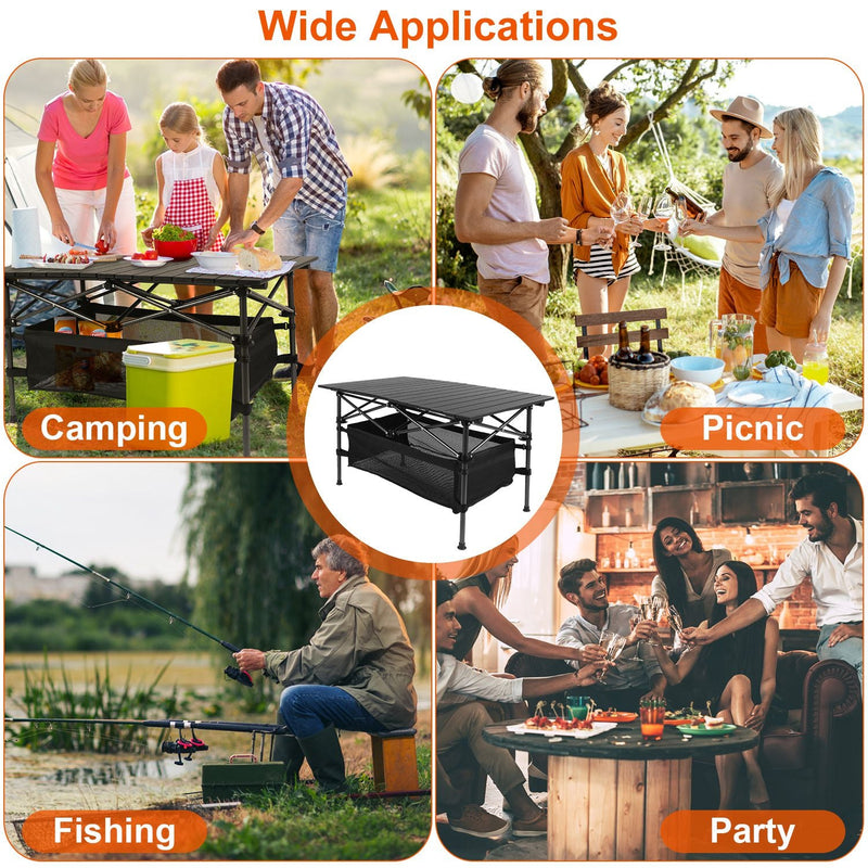 Load image into Gallery viewer, Folding Camping Table Portable Lightweight Aluminum Roll-up Picnic BBQ Desk with Carrying Bag Heavy Duty Outdoor Beach Backyard Party Patio
