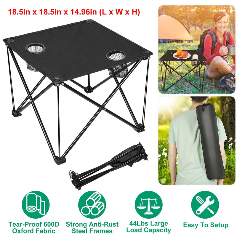 Load image into Gallery viewer, 2Pcs Foldable Camping Table Portable Picnic Table Lightweight Travel Desk with 2 Cup Holders/Table Carrying Bag
