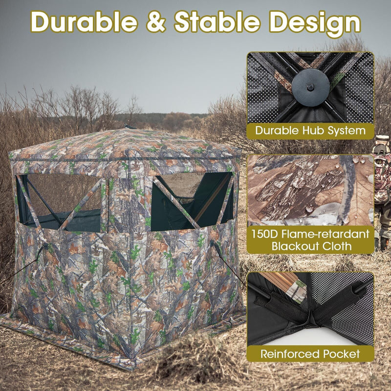 Load image into Gallery viewer, 2-3 Person Hunting Blind Portable Pop Up Ground Tent with Carry Bag and Storage Pocket
