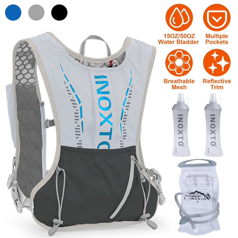 Load image into Gallery viewer, Sport Hydration Vest Running Backpack with 15oz 50oz Water Bladder Adjustable Strap Storage Bag for Trail Running Marathon Race Hiking
