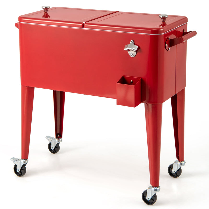 Load image into Gallery viewer, Red Portable Outdoor Patio Cooler Cart
