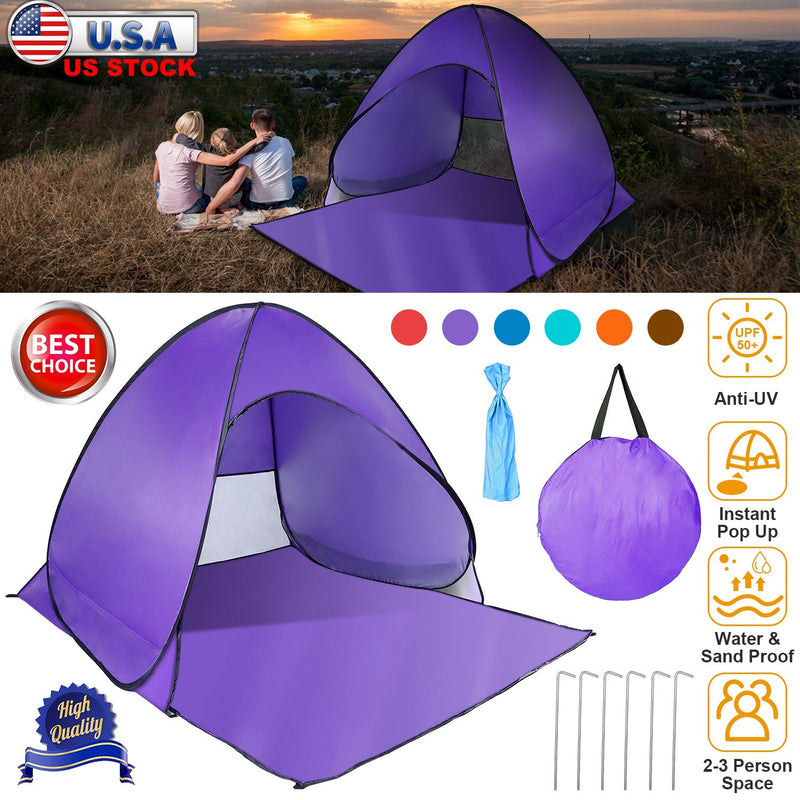 Load image into Gallery viewer, Pop Up Beach Tent Sun Shade Shelter Anti-UV Automatic Waterproof Tent Canopy for 2/3 Man w/ Net Window Storage Bag for Outdoor Beach Camping Fishing P
