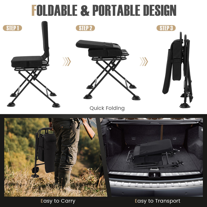 Load image into Gallery viewer, Swivel Folding Chair with Backrest and Padded Cushion
