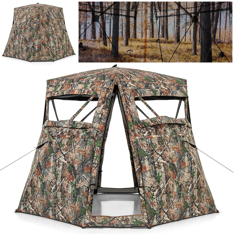 Load image into Gallery viewer, 360° One Way See Through Ground Hunting Blind for Deer and Turkey Hunting
