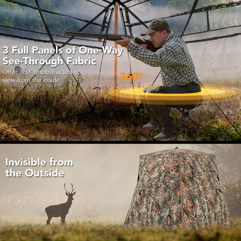 Load image into Gallery viewer, 360° One Way See Through Ground Hunting Blind for Deer and Turkey Hunting
