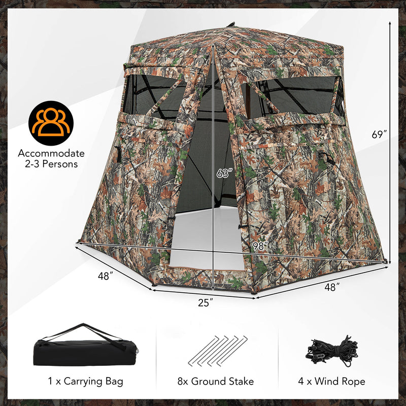 Load image into Gallery viewer, 360° One Way See Through Ground Hunting Blind for Deer and Turkey Hunting
