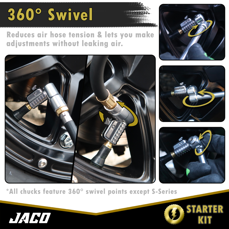 Load image into Gallery viewer, Lightning™ Tire Air Chuck Starter Kit - Patented | Open Flow, 1/4" F-NPT (Set of 7)
