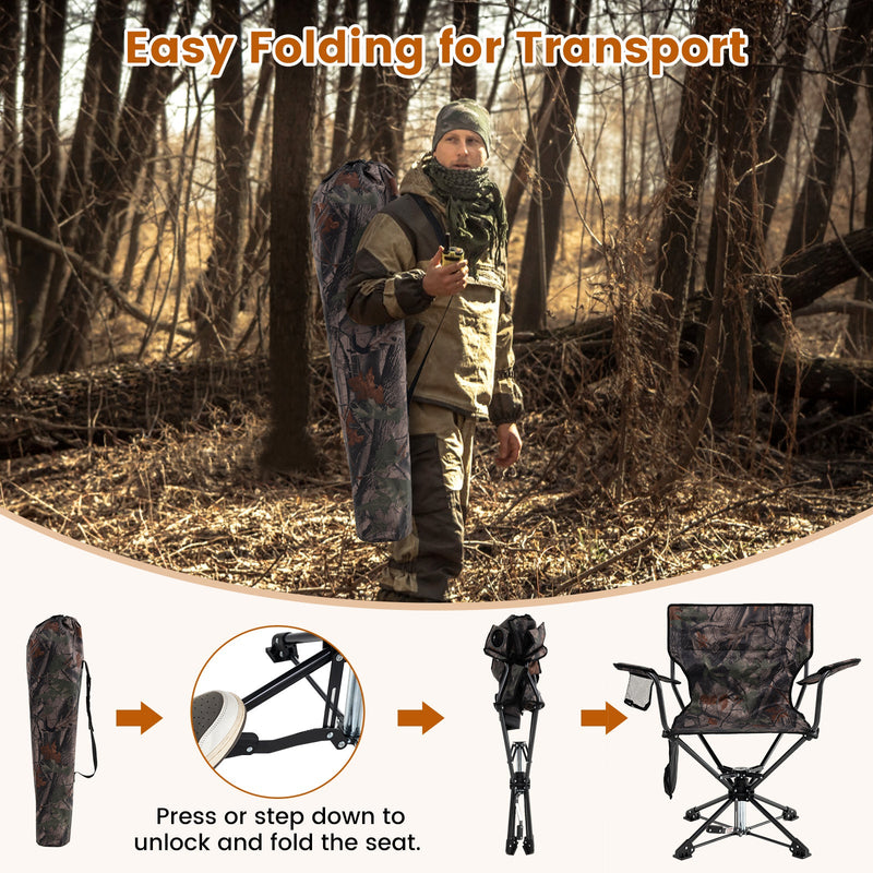 Load image into Gallery viewer, 360° Swivel Hunting Chair Portable Foldable Hunting Chair Set of 2-Camo
