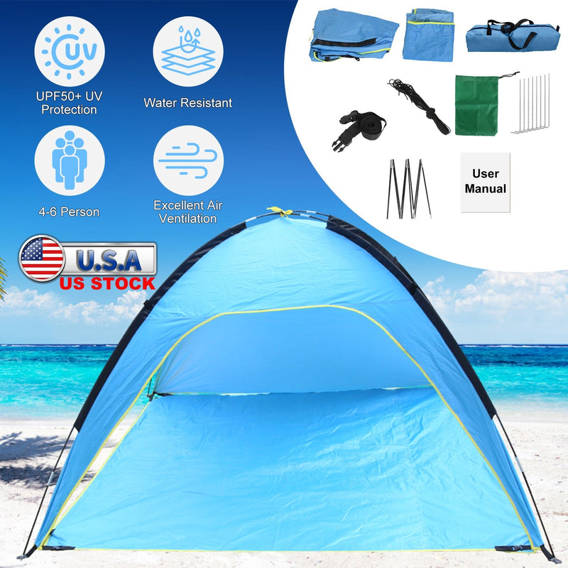 Load image into Gallery viewer, Beach Tent Outdoor Waterproof Tent Canopy for 4-6 Person with 3 Door Openings Carrying Bag UPF50+ Easy Setup for Beach Picnic Camping Hiking Adventure
