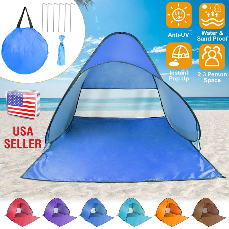 Load image into Gallery viewer, Pop Up Beach Tent Sun Shade Shelter Anti-UV Automatic Waterproof Tent Canopy for 2/3 Man w/ Net Window Storage Bag for Outdoor Beach Camping Fishing P
