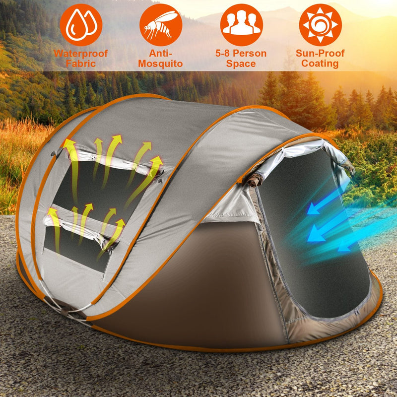 Load image into Gallery viewer, 3-4 Person Pop Up Tent Automatic Setup Camping Tent Waterproof Instant Setup Tent with 2 Mosquito Net Windows Carrying Bag for Hiking Climbing Adventu
